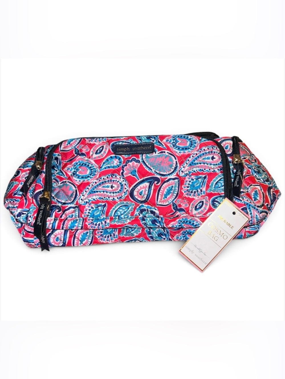 NWT Simply Southern Quilted Packable Paisley Cosmetic Bag Travel Makeup Case